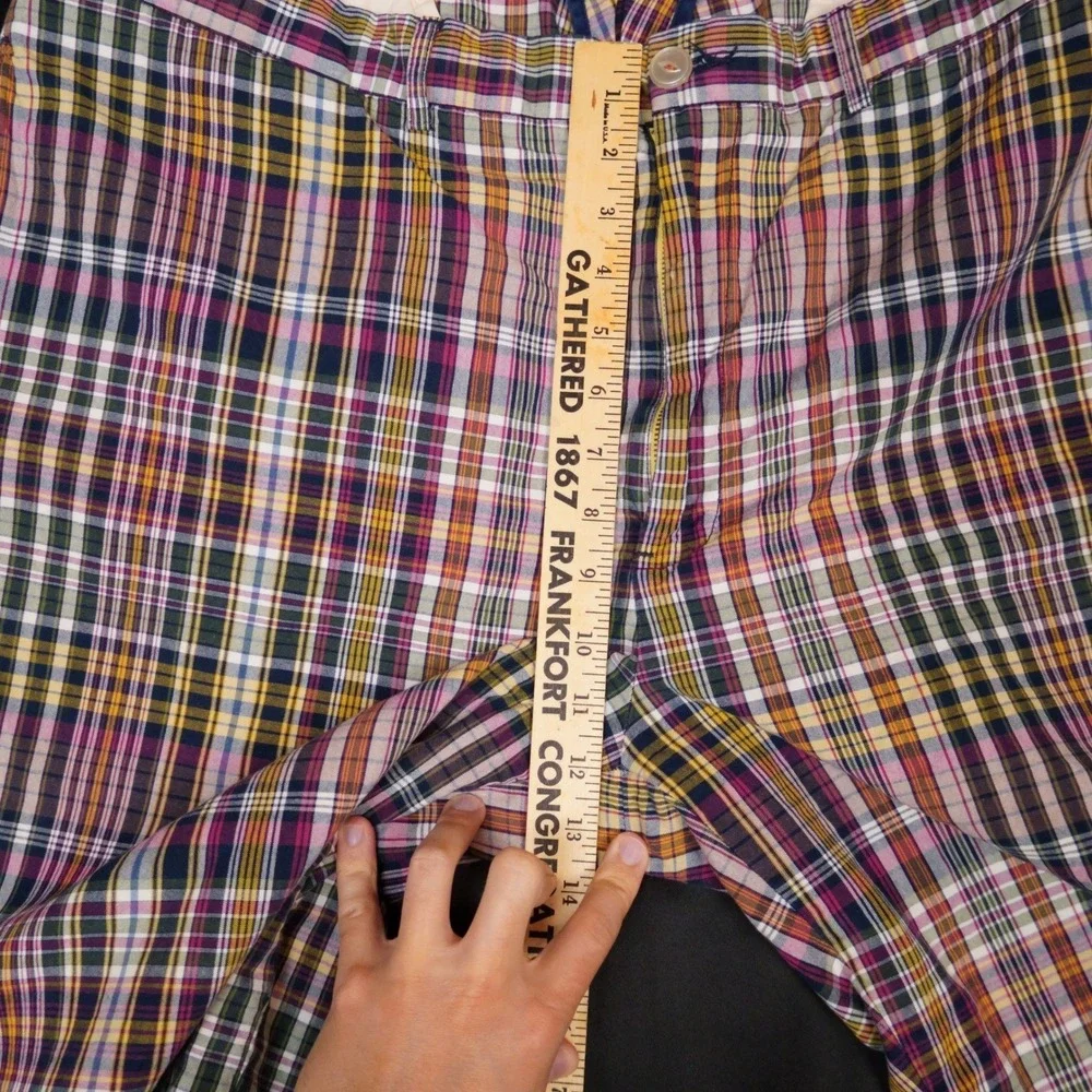 Polo Ralph Lauren Shorts Mens 42 Multi Plaid Vintage Madras Cotton Flat‎ Front